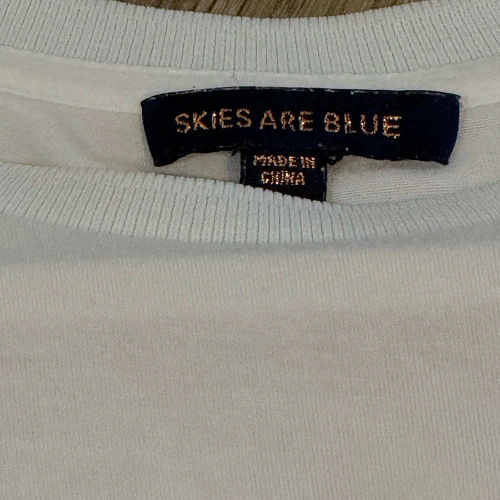 Anthropologie Skies Are Blue White Puff Sleeve Top Size S